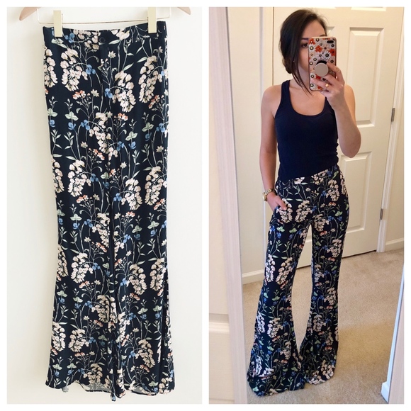 Zara Pants - ZARA Floral High Waisted Flare Pants